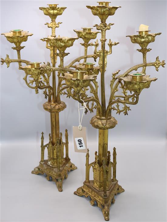 Pair Gothic 5-branch candelabra